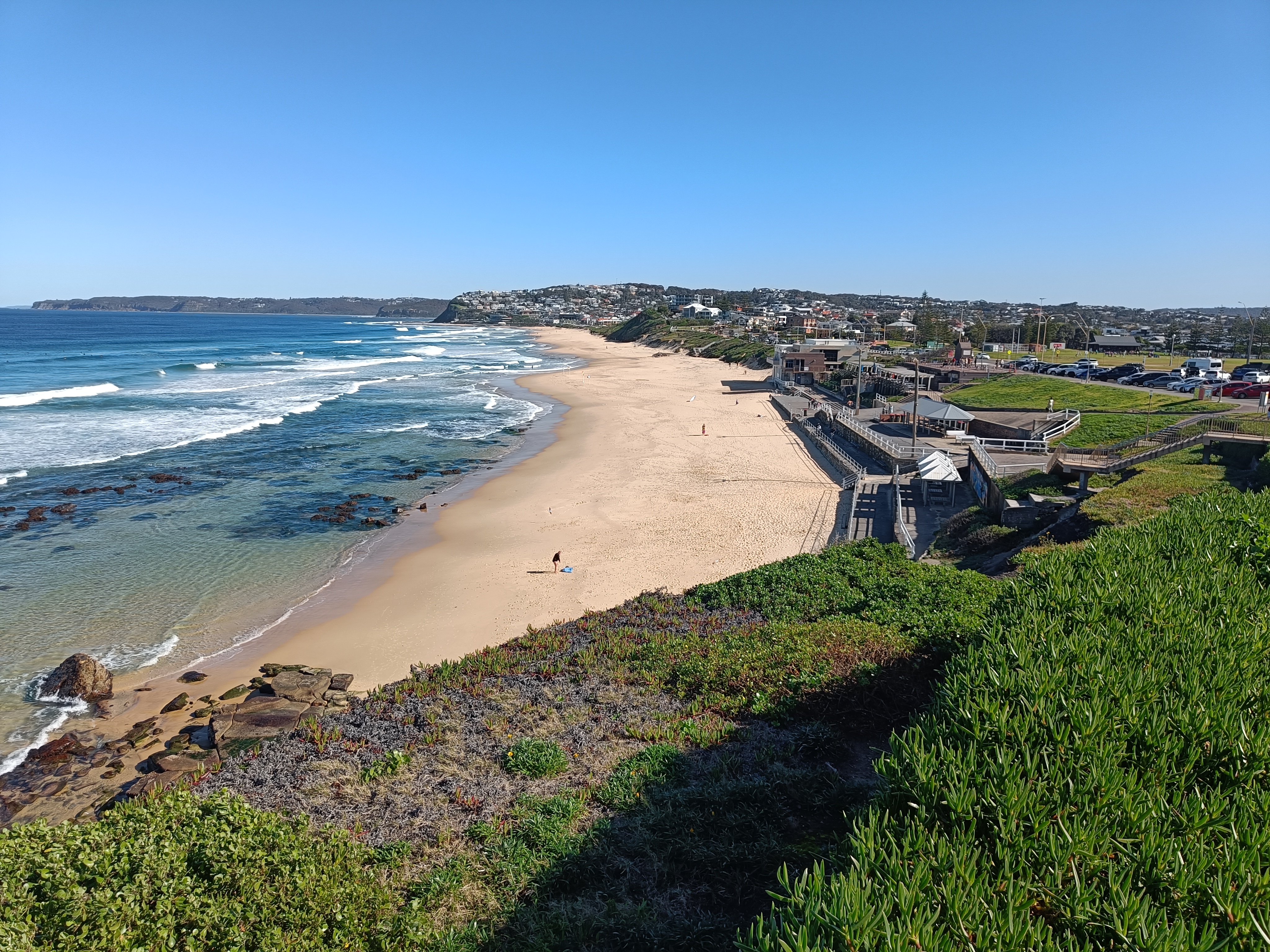 Dixon Park Beach (foreground) and Merewether Beach